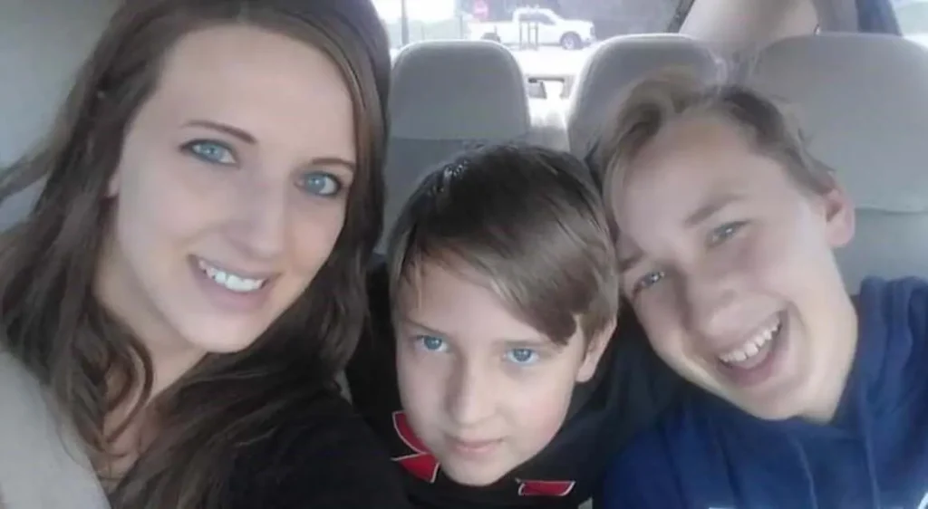 Woman with her 2 kids.