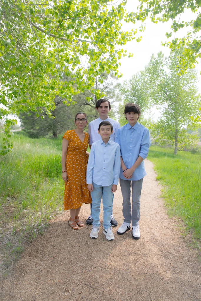 Zaira and her sons on a park trail